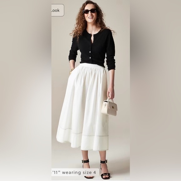 J. Crew Dresses & Skirts - J.Crew Contrast-stitch midi skirt in cotton poplin